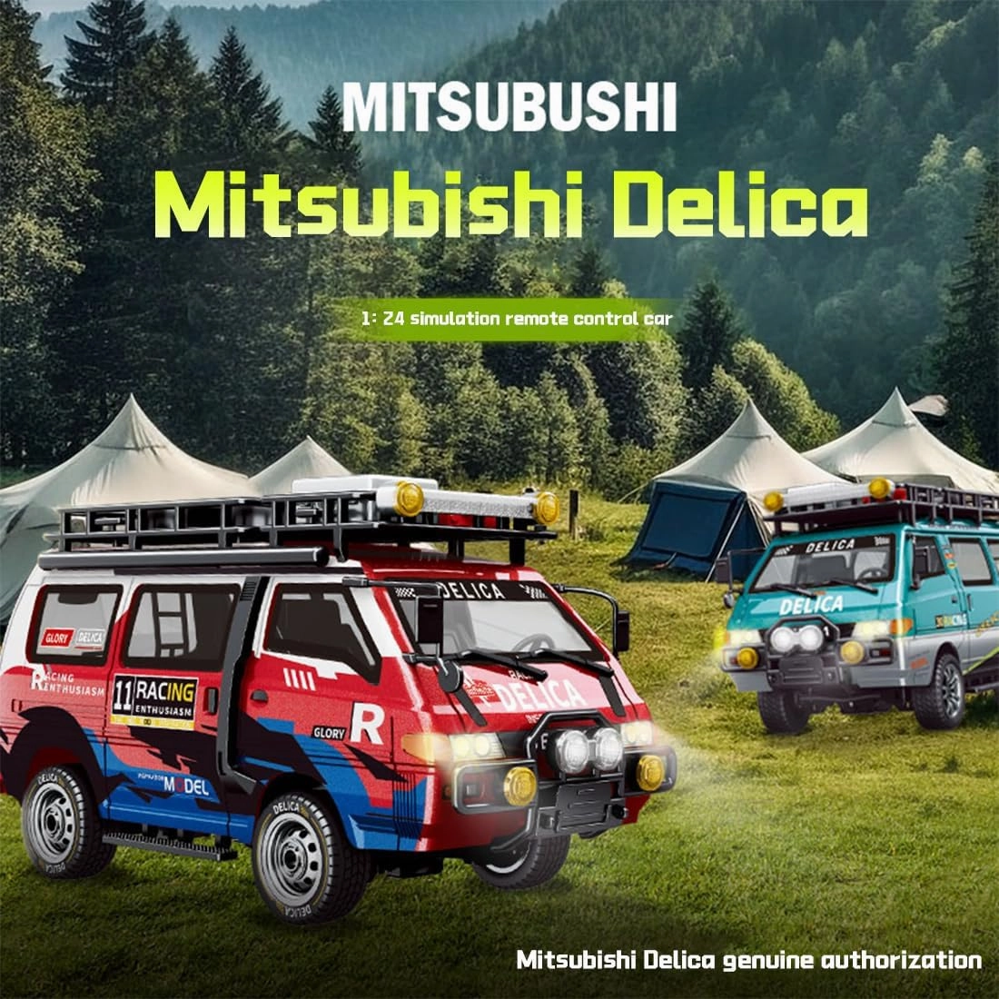 1/24 Scale Delica RC Car, 2.4G Four-Wheel Drive Off-Road Brushed RC Vehicle with Variable Speed, Wagon Toy Car Gift for Adult