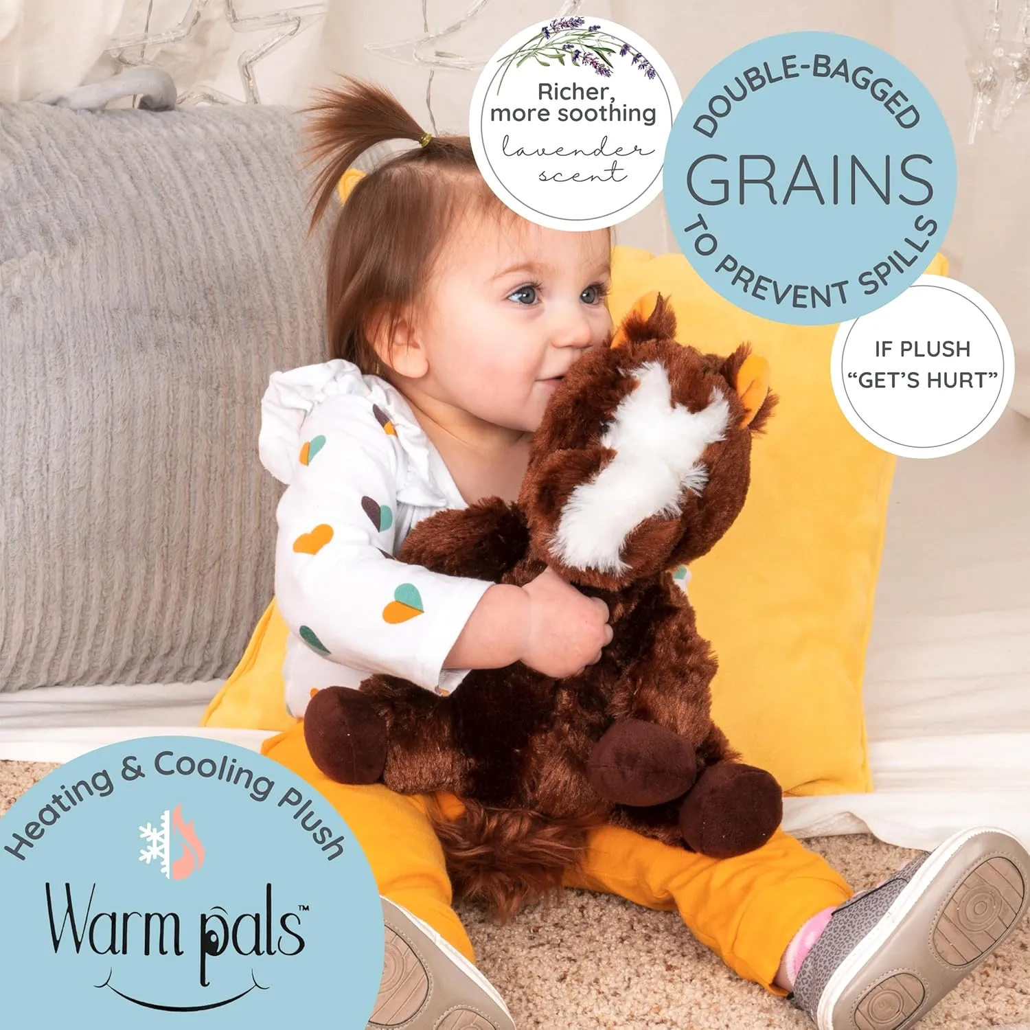 1i4 Group Warm Pals - Harry The Horse - Cozy Microwavable Lavender Scented Plush Toys - Heated Stuffed Animal - Heatable Coolable Bedtime Comfort Plushie