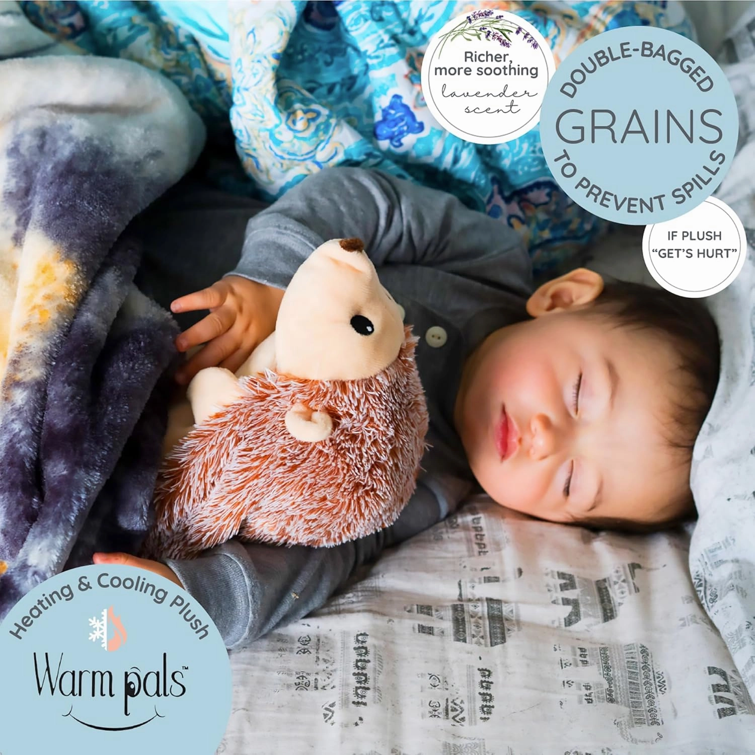 1i4 Group Warm Pals - Harley Hedgehog - Cozy Microwavable Lavender Scented Plush Toys - Heated Stuffed Animal - Heatable Coolable Bedtime Comfort Plushie