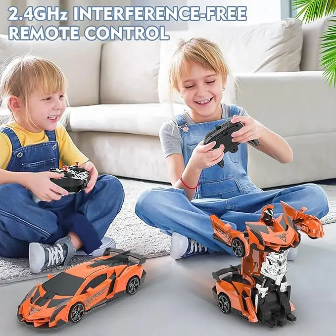 2 in 1 Car & Robot Transform RC Car, Remote Controlled Car, 2.4GHz RC Car with 360° Rotating Rechargeable Battery, Children Toy Cars 3-12 Years Old Gift Games