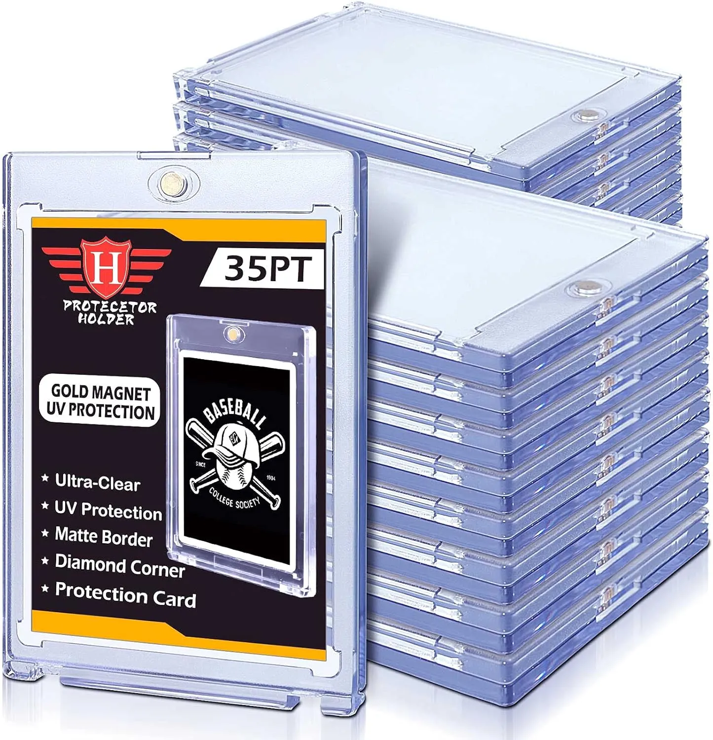 20 ct Magnetic Card Holders for Trading, 35 pt Case fit for Standard, MTG, Sports, Baseball Cards Toploaders
