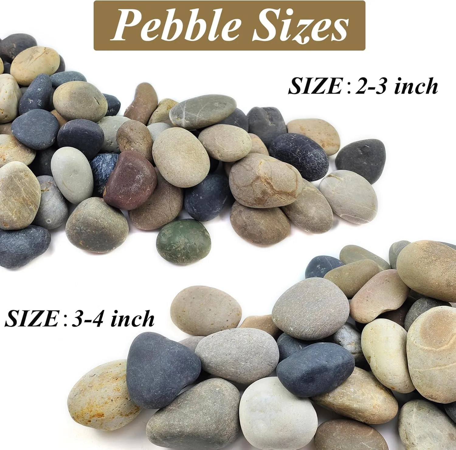 20 lbs Natural River Rocks Mexican Beach Pebbles, 2-3 Inch Decorative River Rocks for Landscaping Garden Paving Plant Rocks Crafting Walkways and Outdoor Decorative Stone
