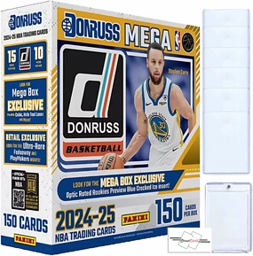 2024-25 Panini Donruss NBA Basketball Mega Box with 150 Cards   6 Toploaders   Magnetic Holder   StreetCards Magnet!