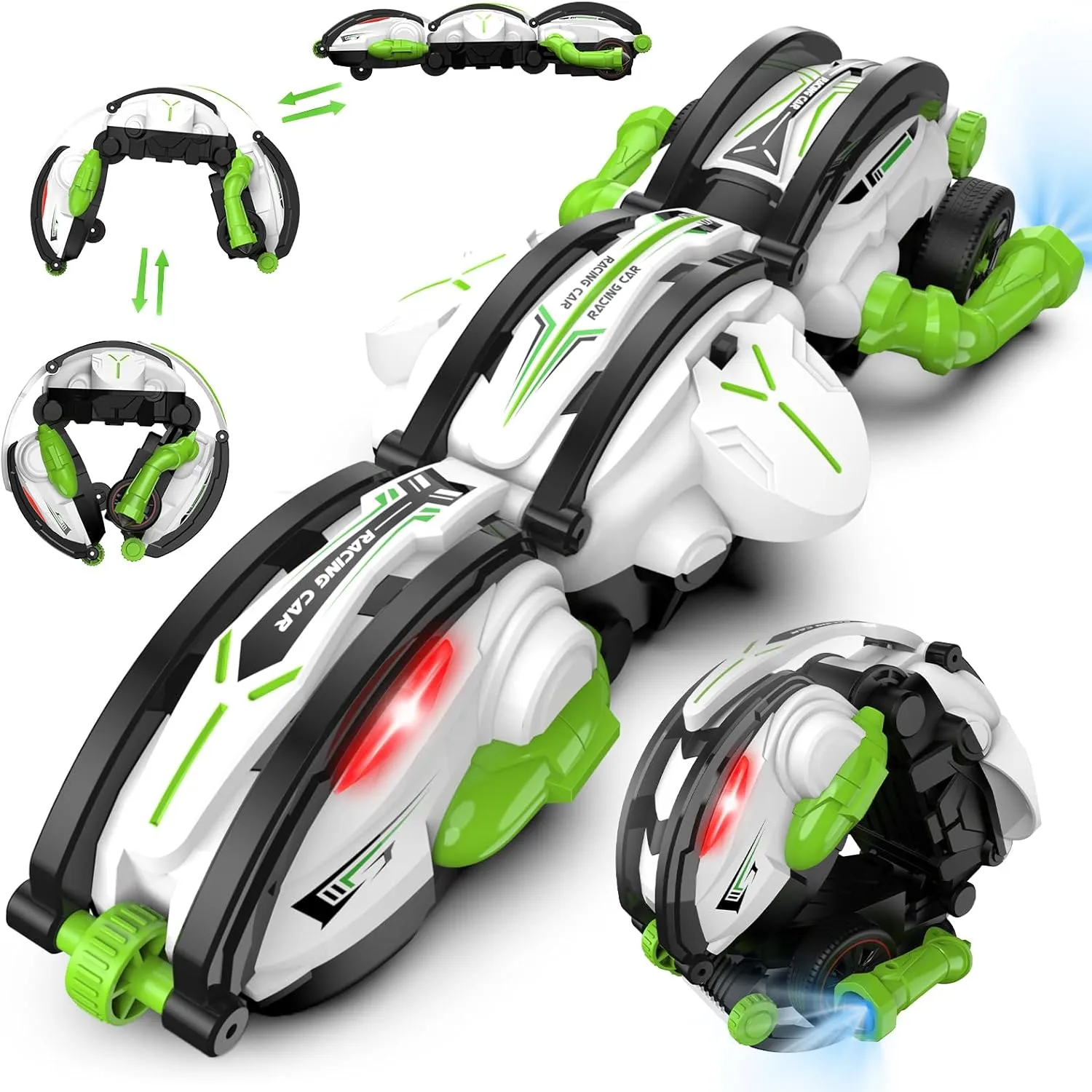 2025 Remote Control Car Snake 360° Rolling - RC Stunt Snake Car with LED Lights，2 Batteries 60 min，Indoor/Outdoor Toys for Kids Ages Age 6-12，Gifts for Christmas Birthday