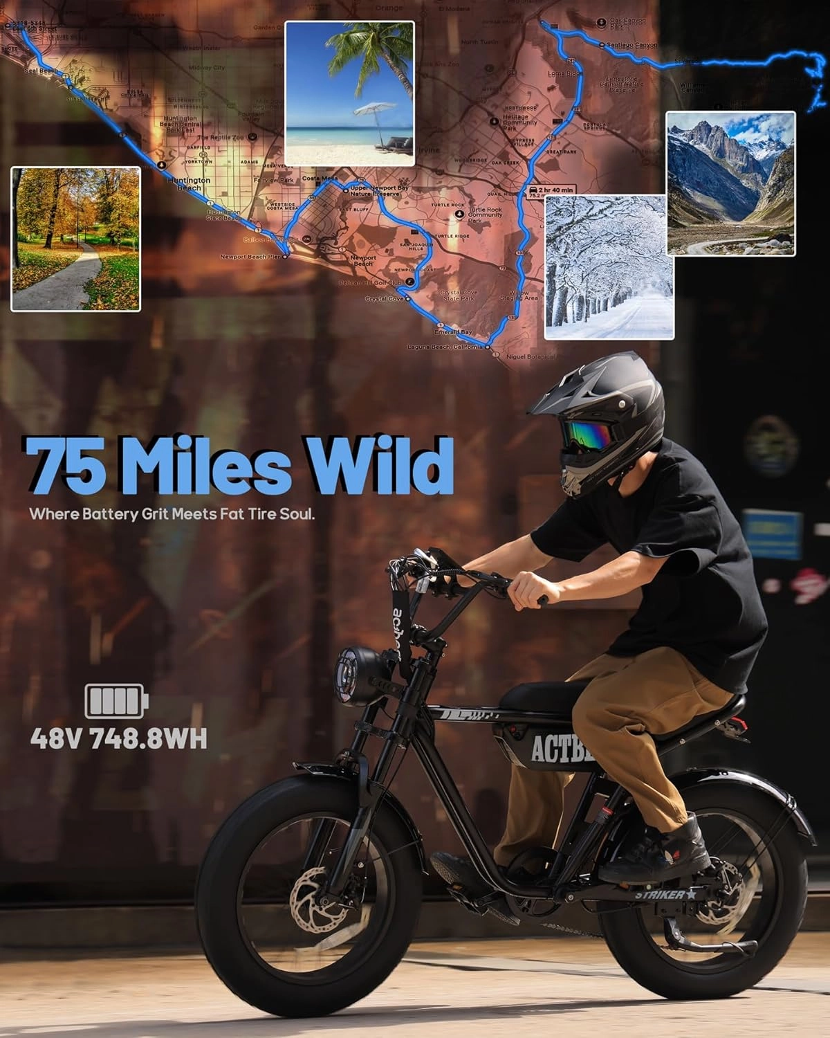 20"/16" Electric Bike,Peak 1500W/1200W, 48V 15.6Ah/10.4Ah Fat Tire All-Terrain Electric Motorcycle,Full Suspension,UL2849 Electric Dirt Bike for Adults on Mountains/Snow/Sandy