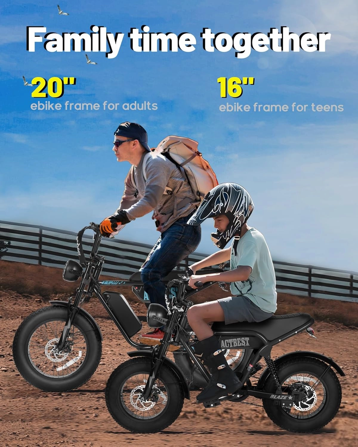 20"/16" Electric Bike,Peak 1500W/1200W, 48V 15.6Ah/10.4Ah Fat Tire All-Terrain Electric Motorcycle,Full Suspension,UL2849 Electric Dirt Bike for Adults on Mountains/Snow/Sandy