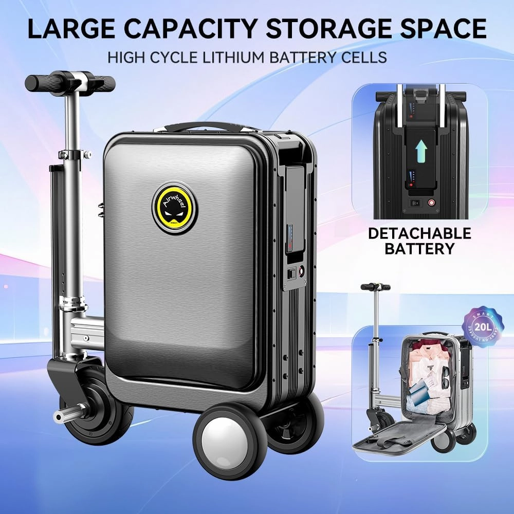 20L SE3S Smart Electric Suitcase Portable Rideable Travel Riding Suitcase, USB Charging Carry on Luggage with Wheels,Speed 13km/h, Luggage for Adults Travel (black)