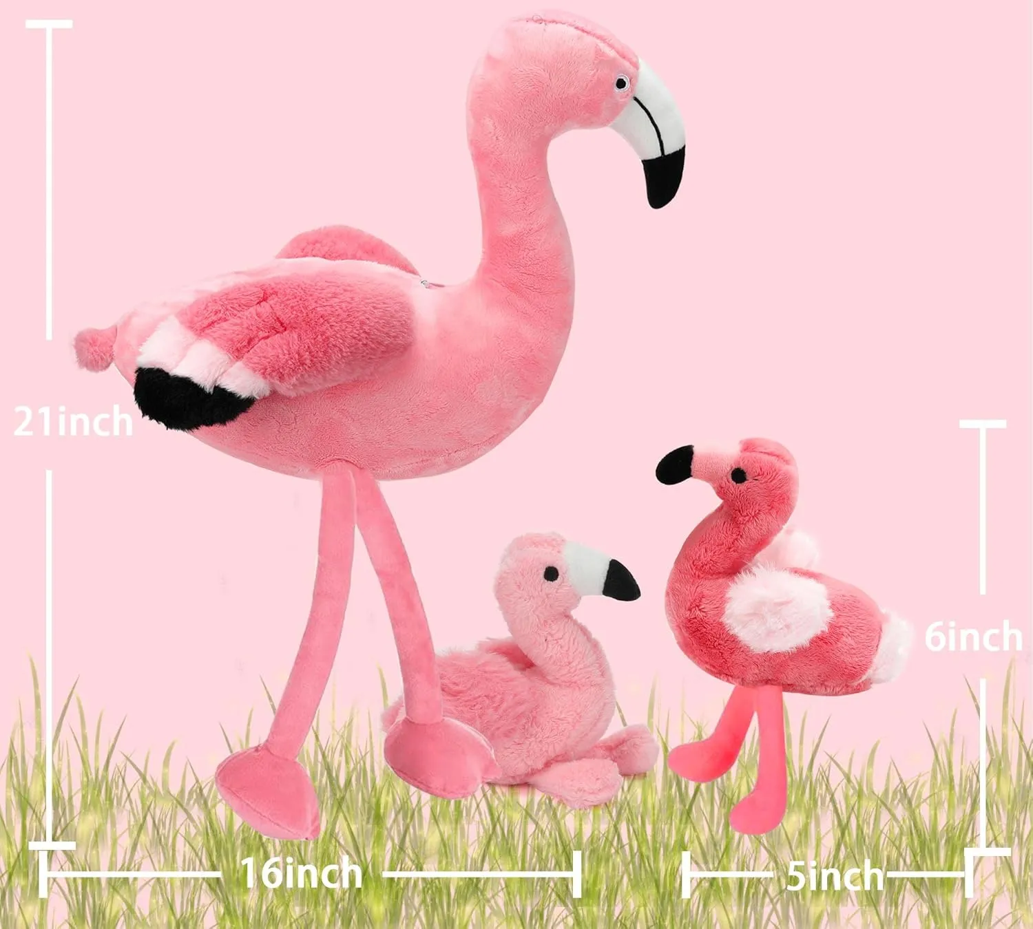 21Inch Flamingo Stuffed Animal Toys with 4 Babies Soft PlushPink Plushie Machine Washable for Kids Birthday Toddlers Kids