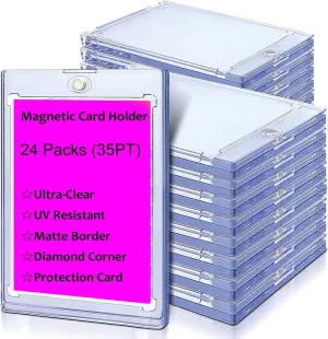 24 ct Magnetic Card Holder, 35 pt Hard Plastic Card Protectors - Top Loaders for MTG, YUGIOH, Sports Cards