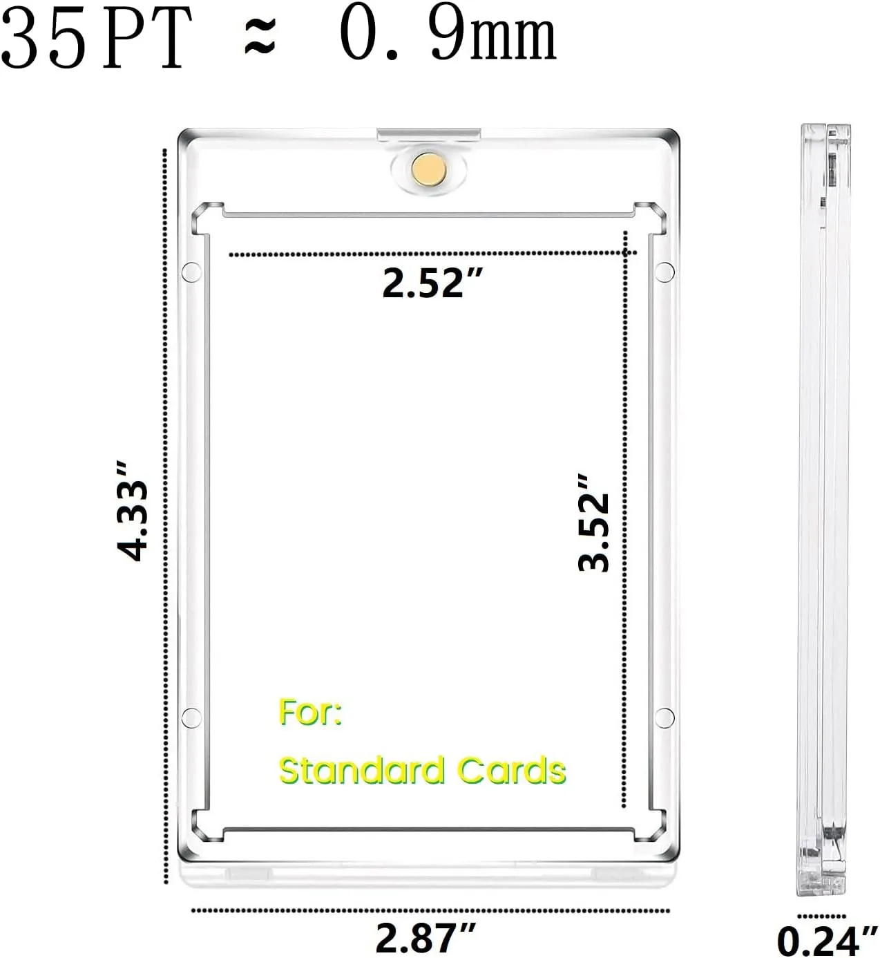 24 ct Magnetic Card Holder, 35 pt Hard Plastic Card Protectors - Top Loaders for MTG, YUGIOH, Sports Cards