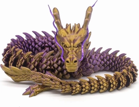 24 inch 3D Printed Dragon,3D Printed Flexible Articulated Dragon, Reinforcement of Unbreakable 3D Dragon,Dragon Fidget Toys for Autism/ADHD,Home Office Decor Executive Desk Toy (Brown)