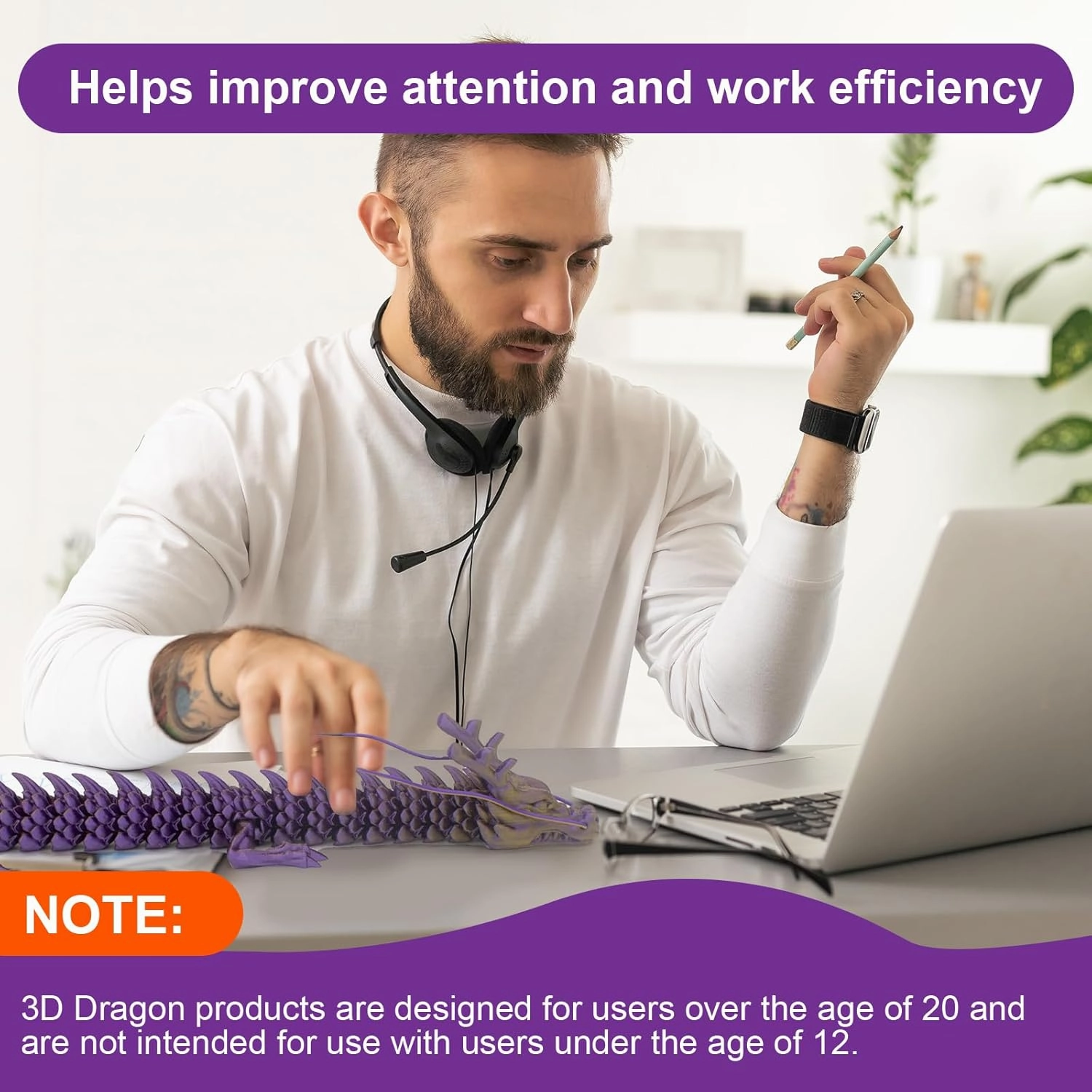 24 inch 3D Printed Dragon,3D Printed Flexible Articulated Dragon, Reinforcement of Unbreakable 3D Dragon,Dragon Fidget Toys for Autism/ADHD,Home Office Decor Executive Desk Toy (Brown)