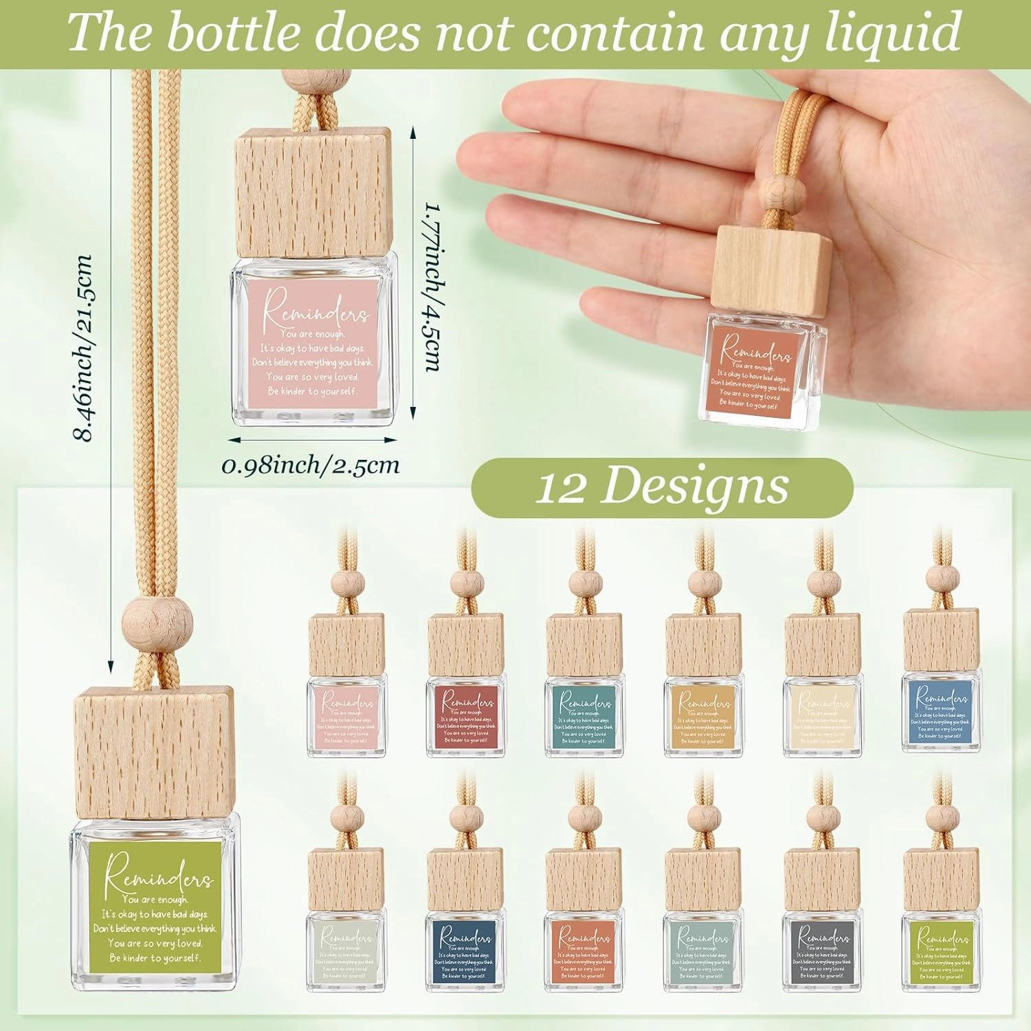 24 Pcs Mental Health Awareness Items Bulk Empty Glass Essential Oil Diffuser Car Air Freshener Diffuser Therapies Gifts Encouragement Inspirational Motivational Gifts for Women Mom
