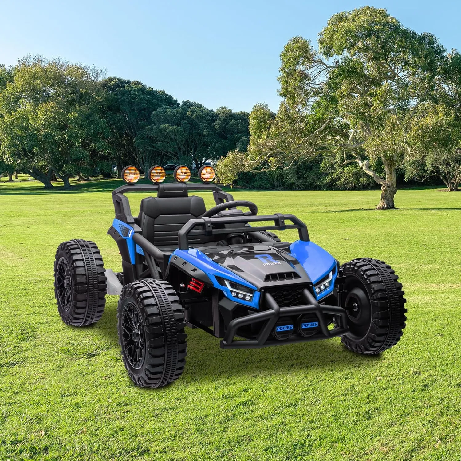 24V Electric Kids Car Truck with Adjustable Speed and LED Lights. Perfect for Parks, Backyards or Sidewalks.(Blue)