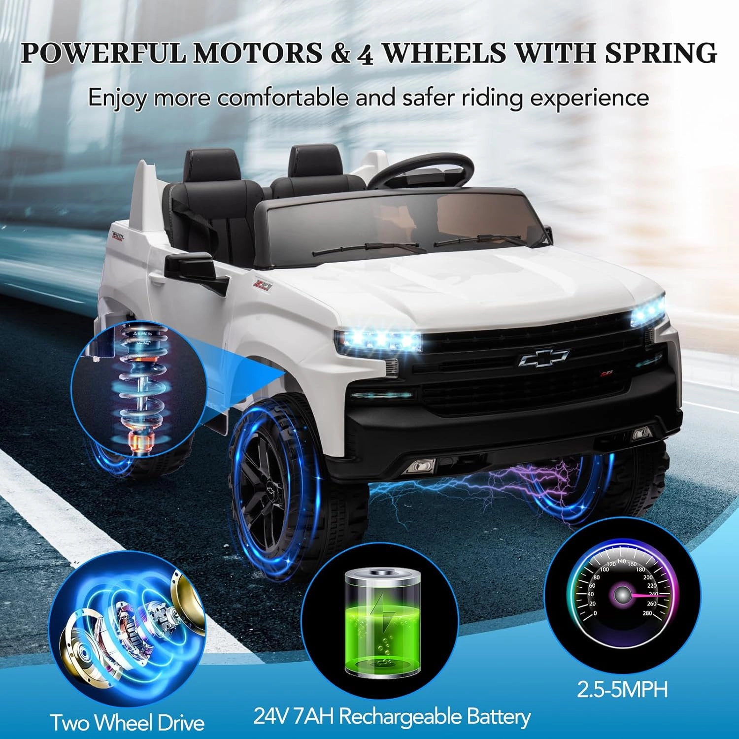 24V 2-Seater Truck Licensed Chevrolet Silverado Ride On Car Kids Toy