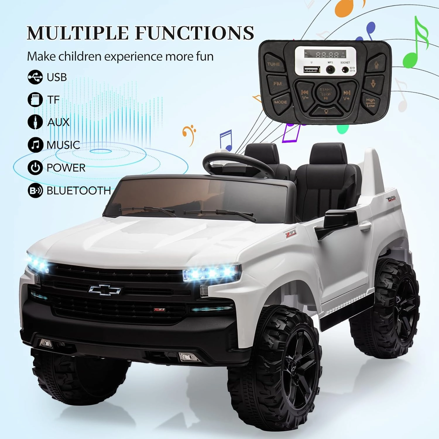 24V 2-Seater Truck Licensed Chevrolet Silverado Ride On Car Kids Toy