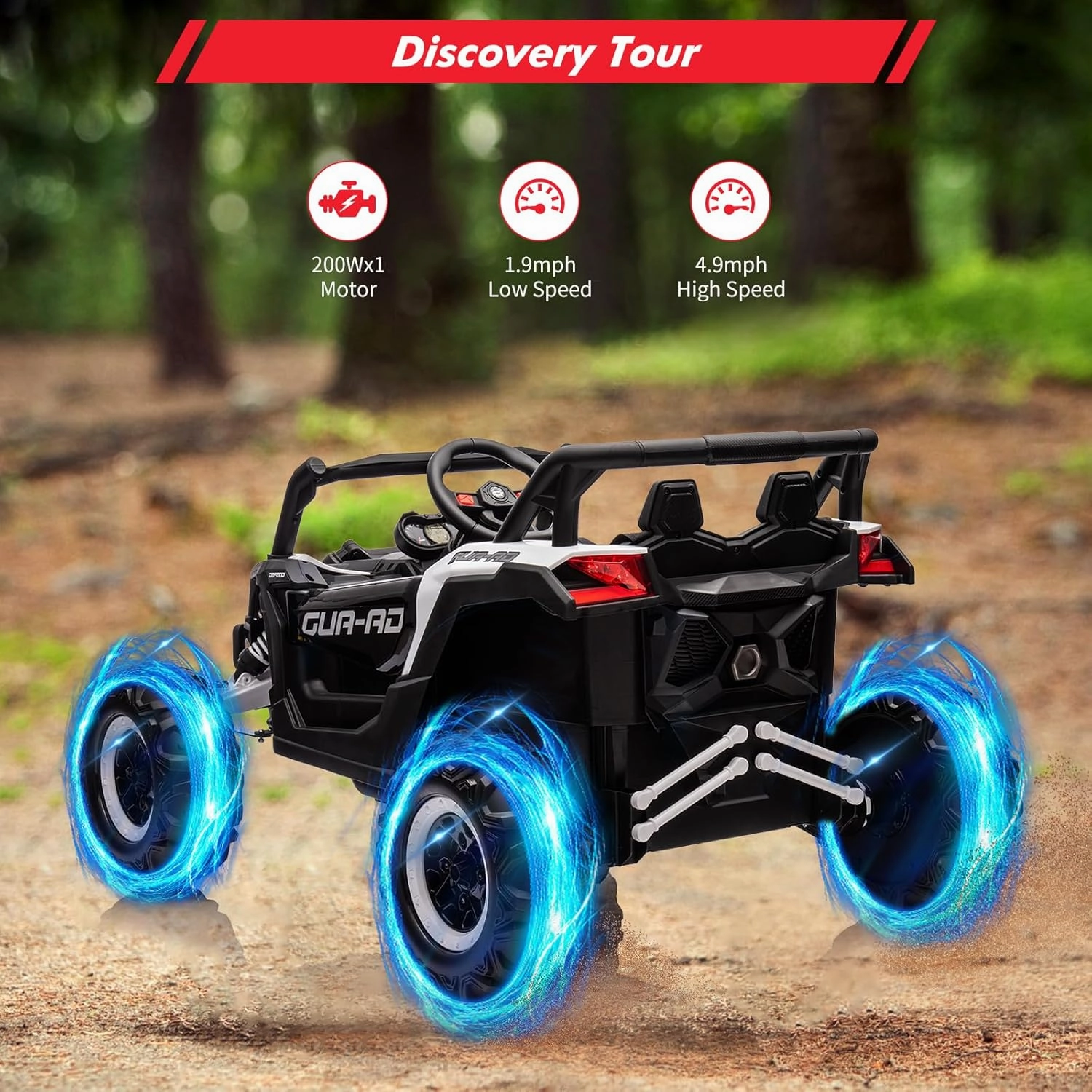 24V Ride On UTV Car, Battery Powered Electric Vehicles, Kids UTV with Remote Control, Spring Suspension,200W Motor, Metal Frame, USB, Music, LED Lights, Ride On Toy for Kids