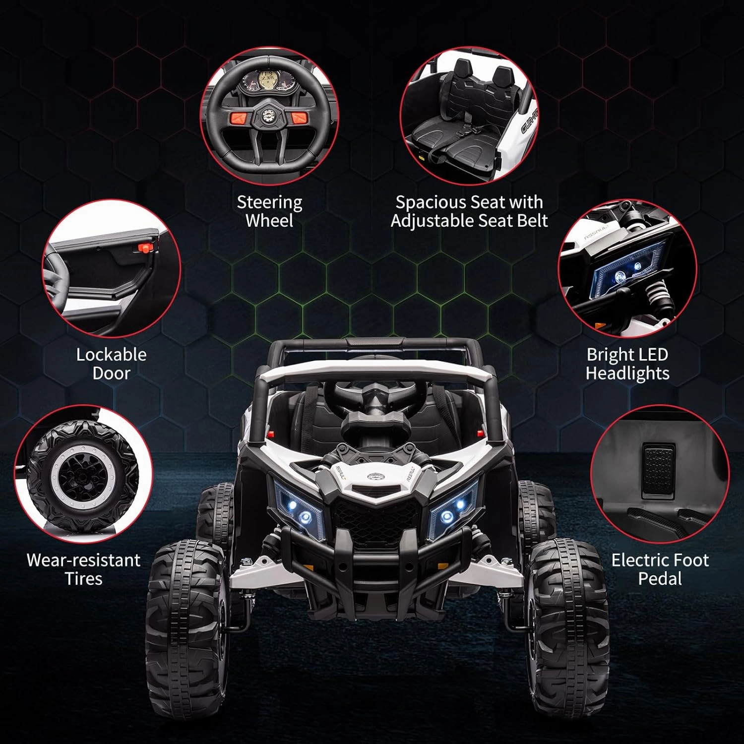 24V Ride On UTV Car, Battery Powered Electric Vehicles, Kids UTV with Remote Control, Spring Suspension,200W Motor, Metal Frame, USB, Music, LED Lights, Ride On Toy for Kids