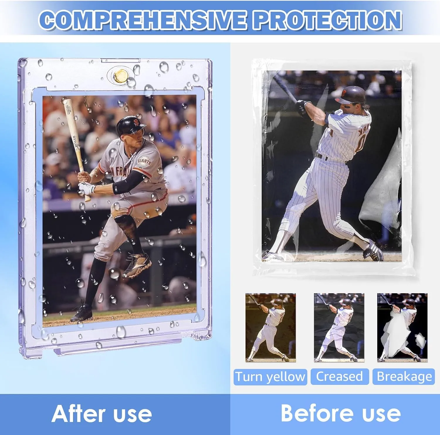 25 ct Magnetic Card Holders for Trading Cards,35PT Card Holder Hard Plastic Baseball Card Protectors Cases for Sports Football Basketball Cards Semi Rigid Cards Sleeves
