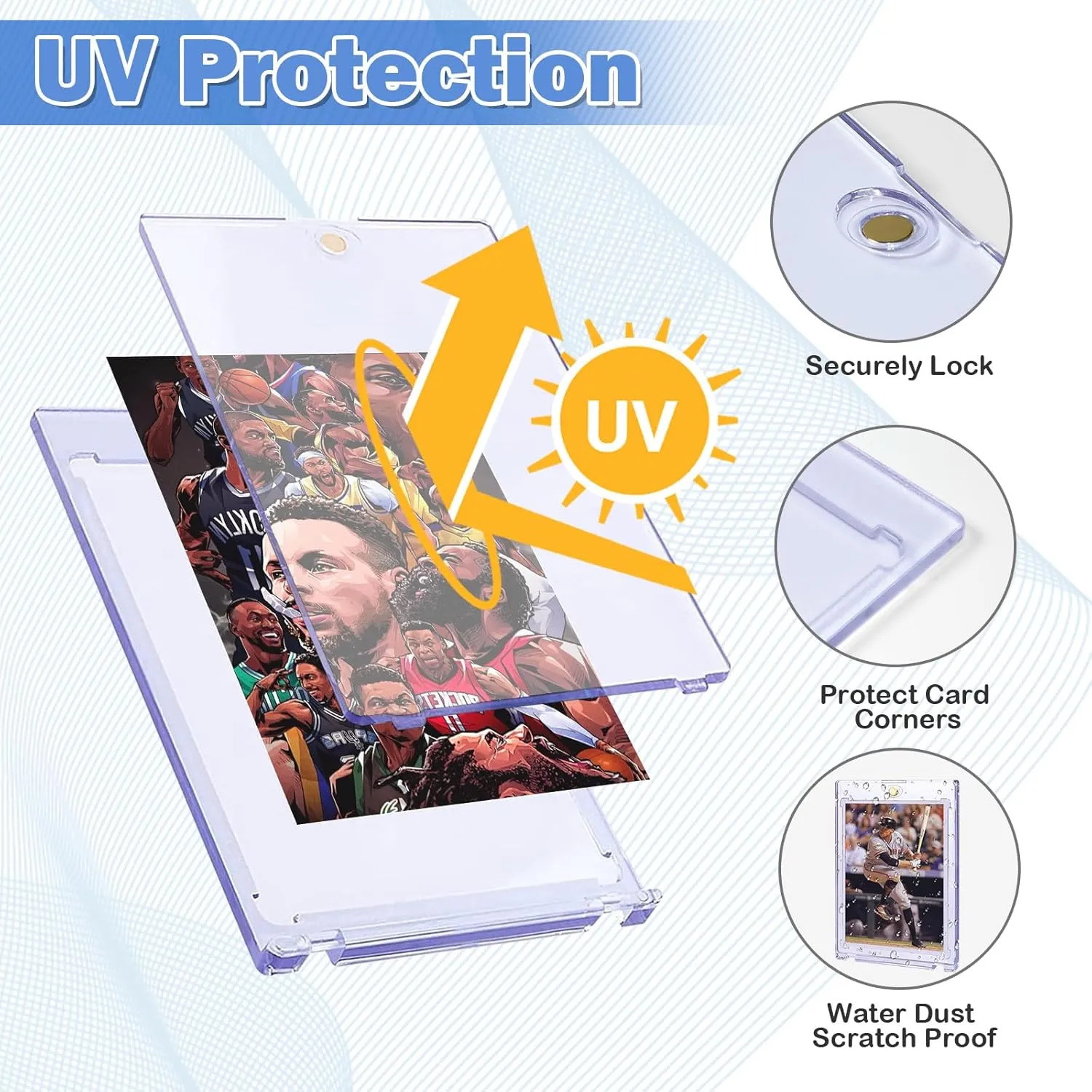 25 ct Magnetic Card Holders for Trading Cards,35PT Card Holder Hard Plastic Baseball Card Protectors Cases for Sports Football Basketball Cards Semi Rigid Cards Sleeves