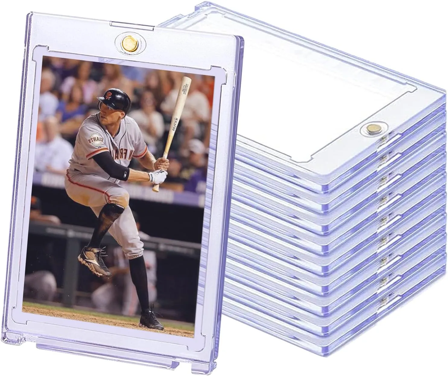 25 ct Magnetic Card Holders for Trading Cards,35PT Card Holder Hard Plastic Baseball Card Protectors Cases for Sports Football Basketball Cards Semi Rigid Cards Sleeves