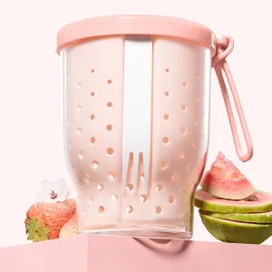 25 Oz Travel Fruit Cups for Car,Fruit Salad Storage Cup with Fork and Lids,Leakproof Reusable Snack Containers,Airtight Food Storage Containers,Reusable for Travel,Party,Office (Pink)