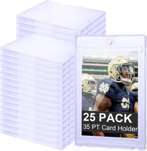 25 Pack Magnetic Card Holder 35 PT One Touch Card Holder Clear Hard Plastic Magnetic Trading Card Holder for Collectible Trading Cards, Baseball, Sports, Game, Playing, Credit Cards