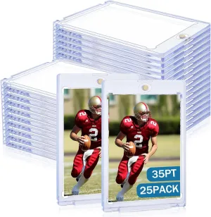 25ct 35pt Magnetic Card Holder for Sports Cards Baseball Football Basketball Trading Card Protector Safe Card Slabs Semi Rigid One Touch Hard Plastic Thick Cases