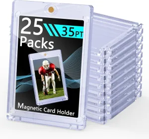 25ct Magnetic Card Holder 35pt Magnetic Card Holders for Trading Cards Display Case Holders Protectors Sleeves Hard Plastic Cover for Sports Game Cards