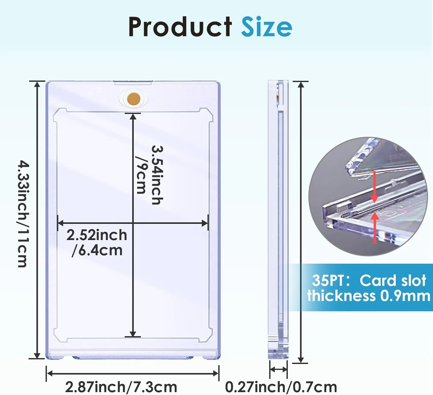 25ct Magnetic Card Holder 35pt Magnetic Card Holders for Trading Cards Display Case Holders Protectors Sleeves Hard Plastic Cover for Sports Game Cards