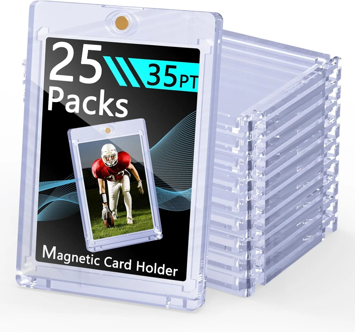 25ct Magnetic Card Holder 35pt Magnetic Card Holders for Trading Cards Display Case Holders Protectors Sleeves Hard Plastic Cover for Sports Game Cards