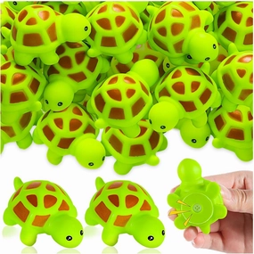 25PCS Mini Rubber Turtle Green Floating Squeaky Sea Turtle Bath Toy, Cute Screaming Sound Rubber Bulk for Bath Shower Swimming Pool Birthday Beach Decor