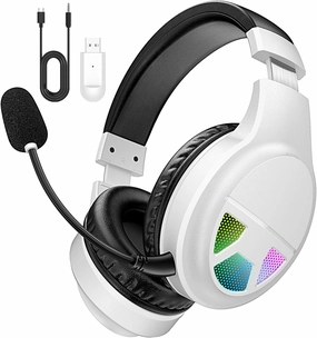 2.4GHz Wireless Gaming Headset for PC, PS5, PS4, Switch, USB Gaming Headphones with Noise Canceling Microphone, Bluetooth 5.4, RGB Lights, 60H Battery Headsets for Mac, Laptop, Mobile