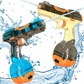 2 Pcs Electric Water Gun for Adults & Kids, 575cc High Capacity Rechargeable Automatic Squirt Guns,Continuous Water Pistol,Auto Suction with Pipe&Manual Fill