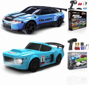 2 Pcs RC Drift Car 1:24 Remote Control Car 4WD High Speed Racing Sport Car with LED Lights RC Cars Toy Cars for Kids Boys Girls Adults Gifts Birthday Christmas Rechargeable Batteries