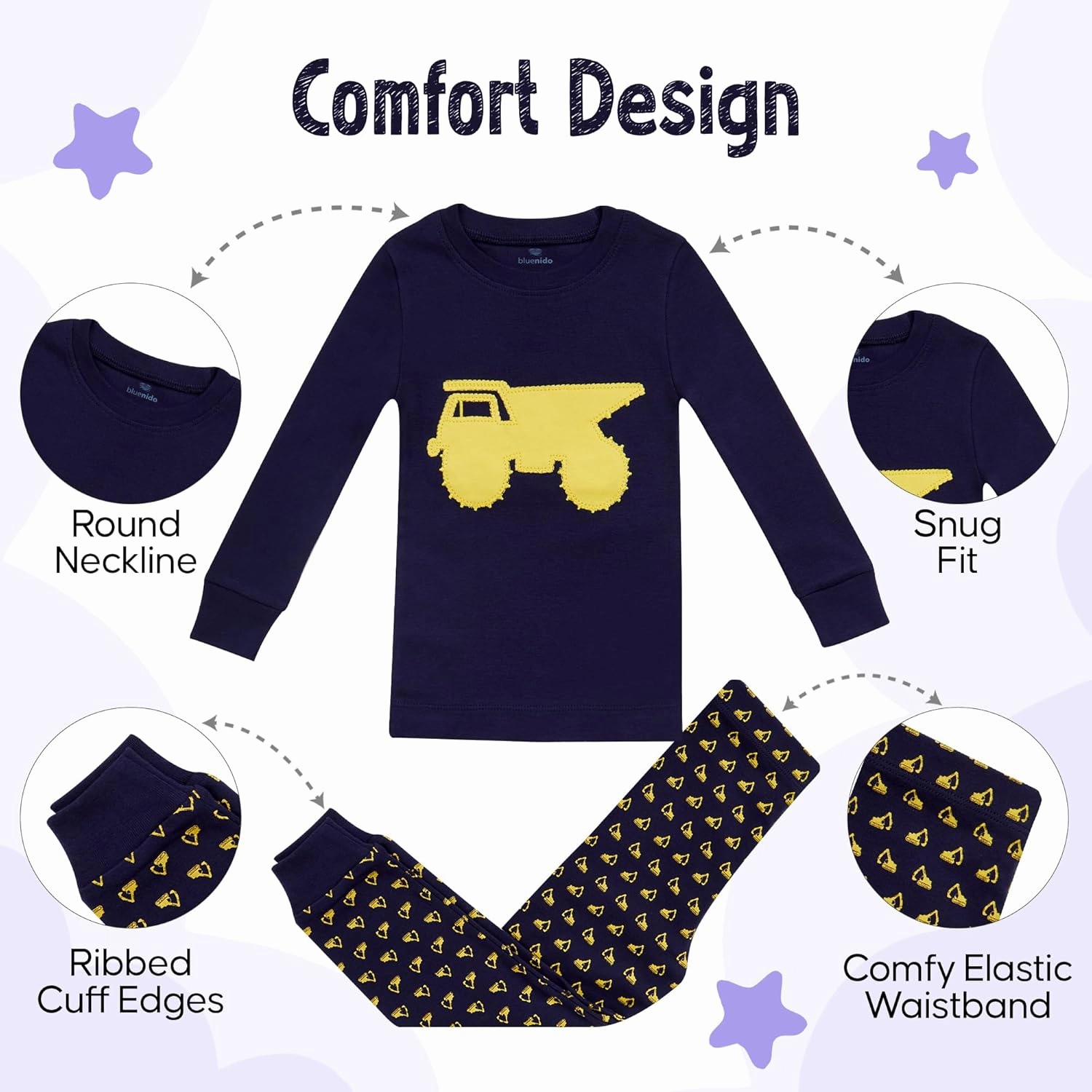 2-Piece Boys Pajamas - 100% Cotton Fleece, Kids & Toddler Pajamas - Tag-Free Boys Pjs - (12M - 8Y) Pajamas for Boys