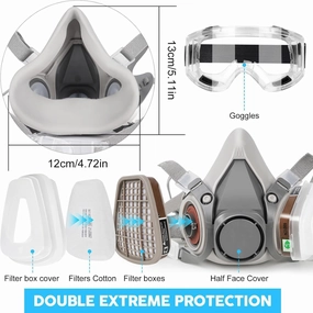 2 Set Half Facepiece Reusable Respirator with Filters, Professional GAS Respirator Face Cover Set for Painting, Dust, Organic Vapors, Chemical, Machine Polishing, Welding, Sanding, DIY, Car Spraying