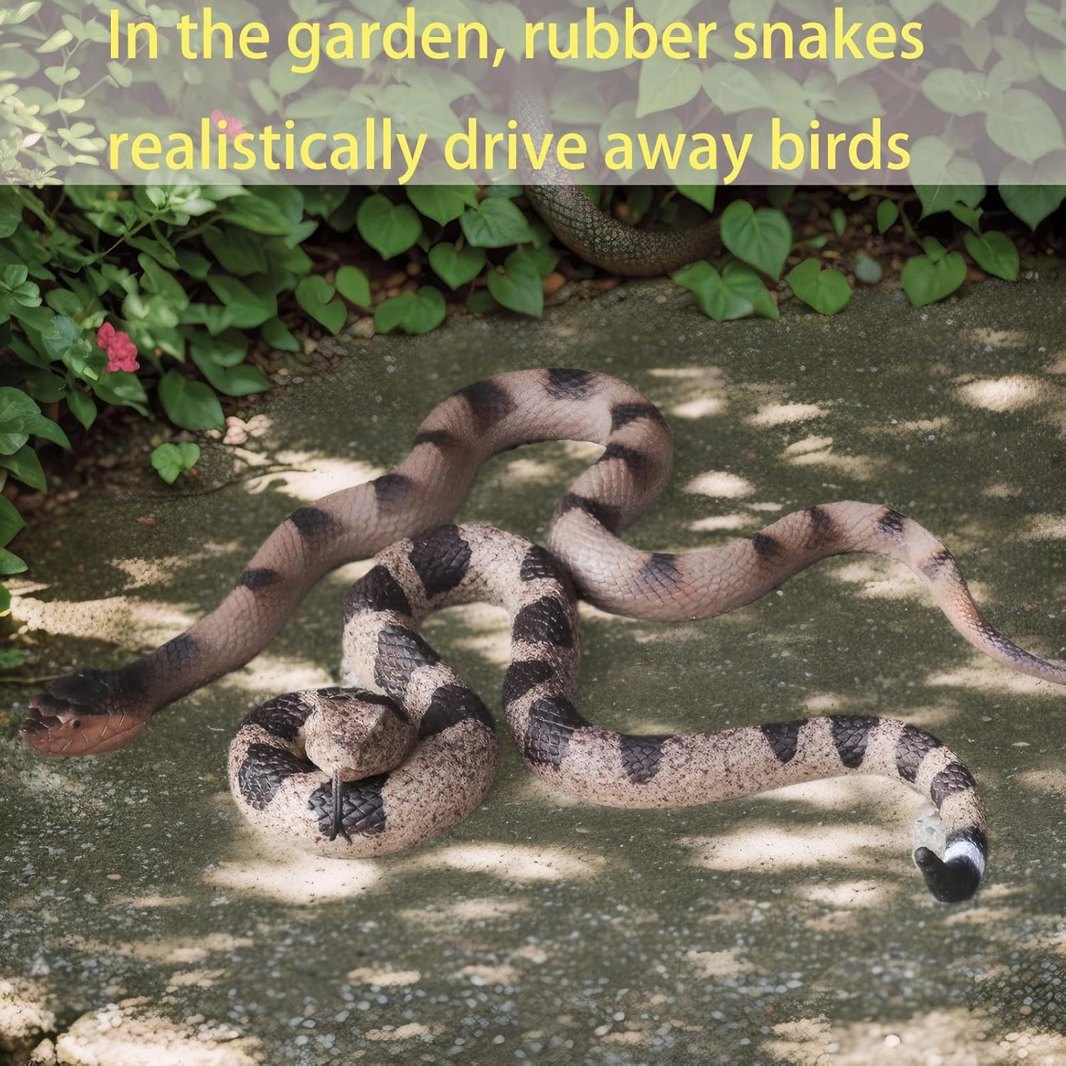 2pcs Fake Snakes - Realistic Rubber Reptiles for Garden Bird & Squirrel Repellent, Prank Props, Fun Toys for Kids & Adults, Ideal Freebies for Halloween & April Fools' Day Parties