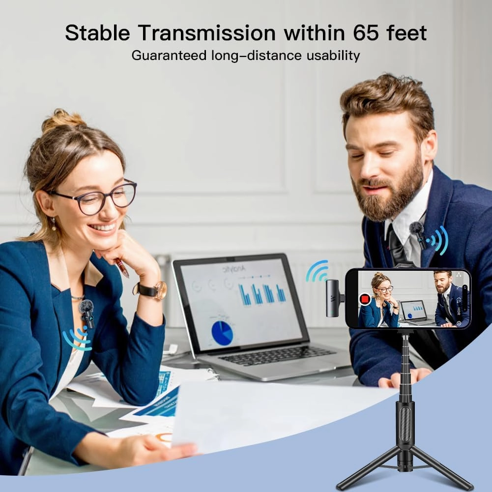 2pcs Lavalier Wireless Microphone for iPhone iPad Video Recording,Mini Microphone for Game Live Streaming,Interviews,YouTube,TikTok,Vlog(Not Applicable for iPhone USB-C Interface)