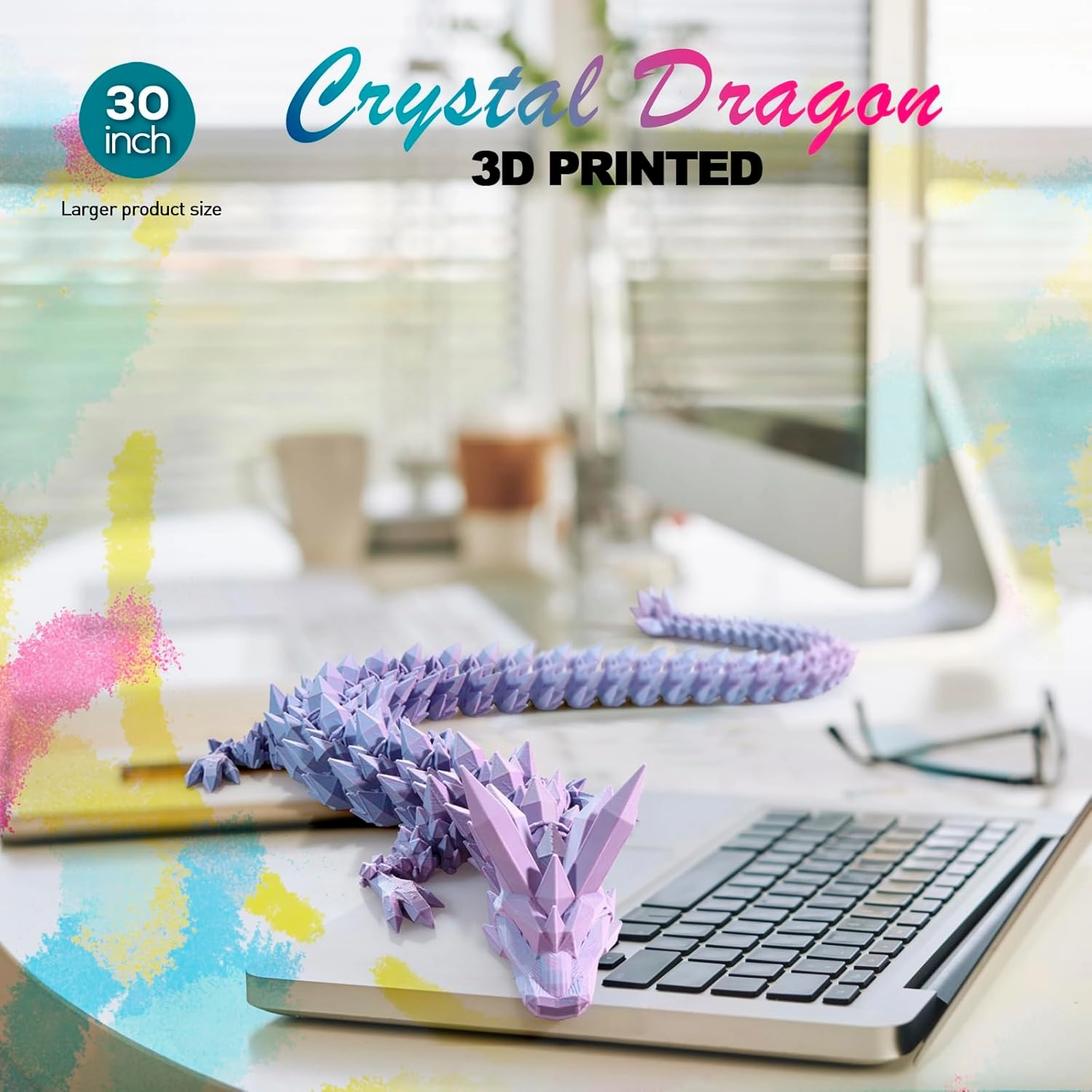 30 ”Large 3D Dragon,Flexible Articulated,Crystal Dragon Toy,3D Printed Gift for Festival,Home Decoration, Executive Desk Decorations