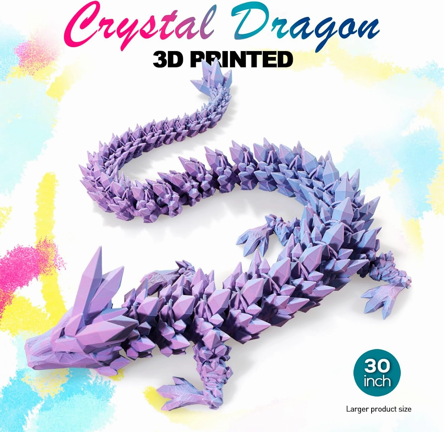30 ”Large 3D Dragon,Flexible Articulated,Crystal Dragon Toy,3D Printed Gift for Festival,Home Decoration, Executive Desk Decorations
