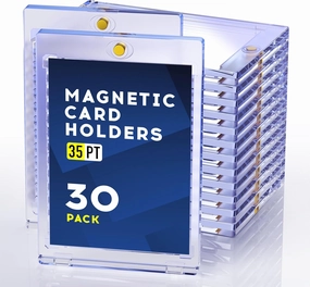 30ct Magnetic Card Holder for Trading Cards, 35pt One Touch, Card Protectors Hard Plastic, Magnetic Case for Sports, Baseball, Display Case for Standard Size Cards