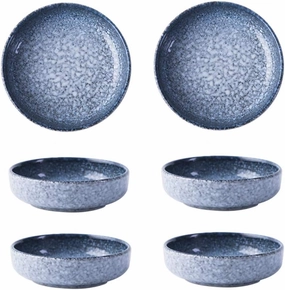 3.5 Inch Japanese Style Classic Porcelain Side Dish Bowl Seasoning Dishes Soy Dipping Sauce Dishes-Set of 6-Blue