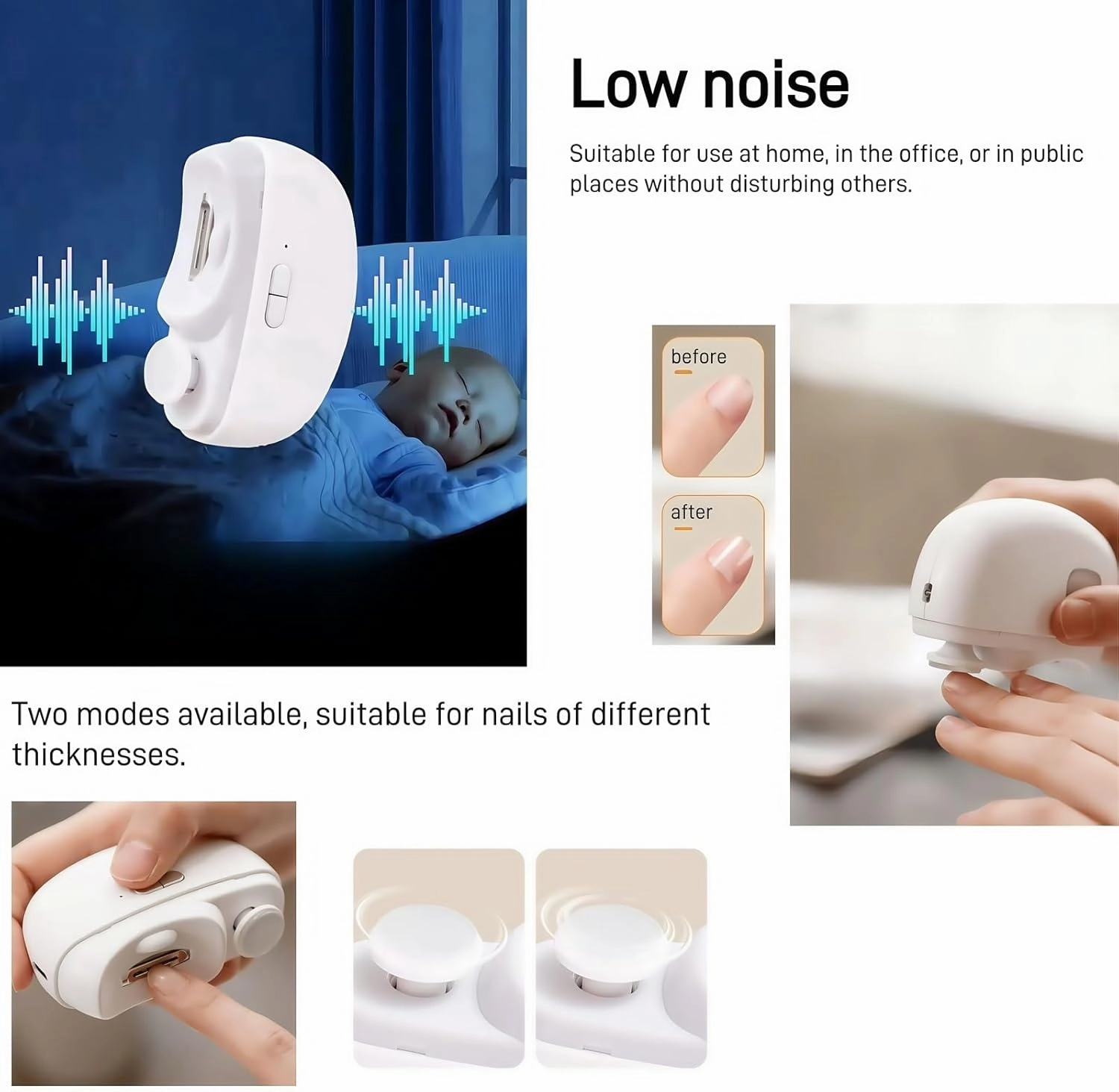 3-in-1 Automatic Electric Nail Clipper for Seniors, Kids & Adults - Rechargeable Electric Toenail Clippers with Polishing and Storage, 2 Speed Safe & Convenient Nail Trimmers