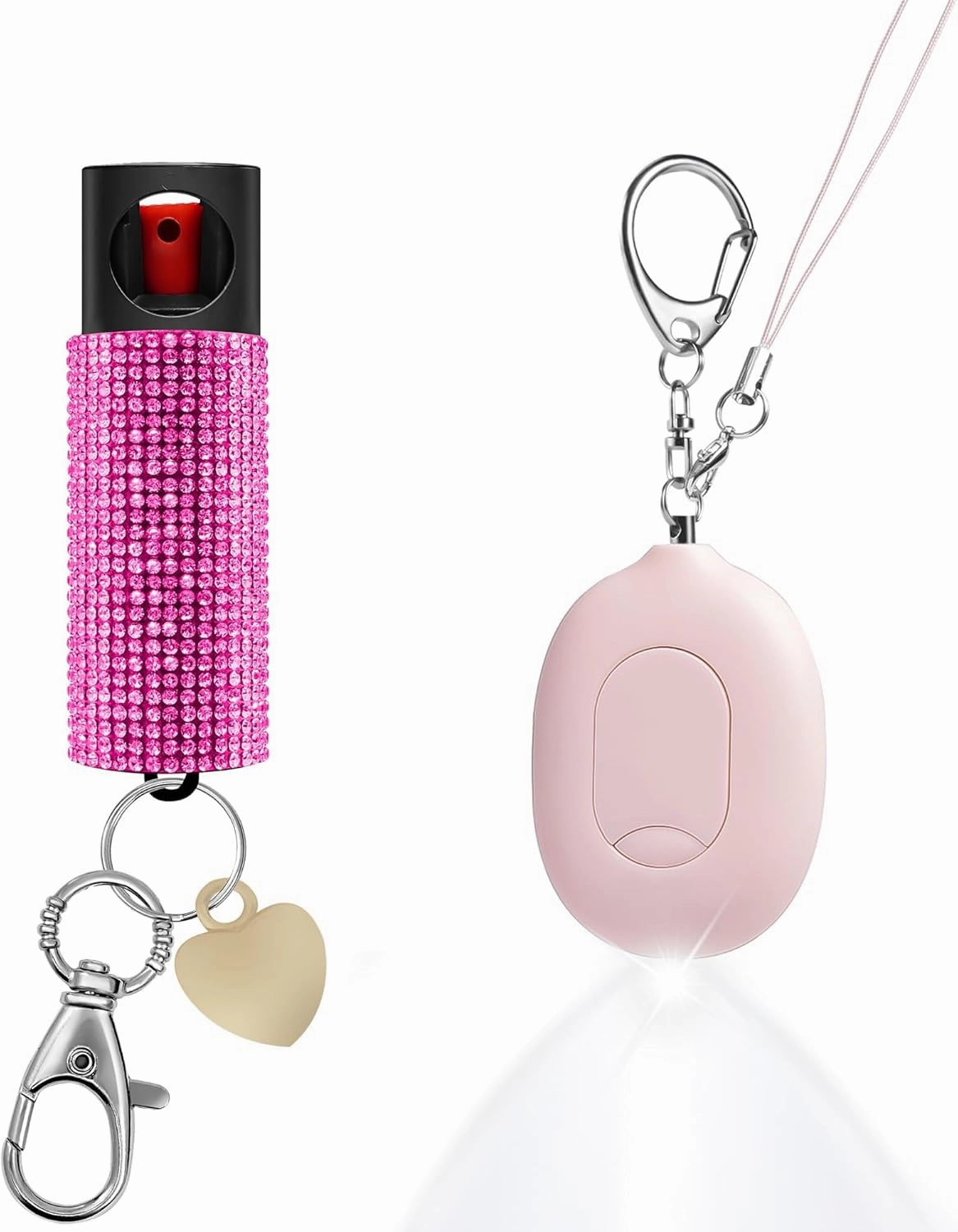 3-in-1 Personal Alarm & Door Handle Alarm & LED Light and Jeweled Pepper Spray Combo, Maximum Strength Pepper Gel, 130dB Siren, Keychain with Safety Twist for Women