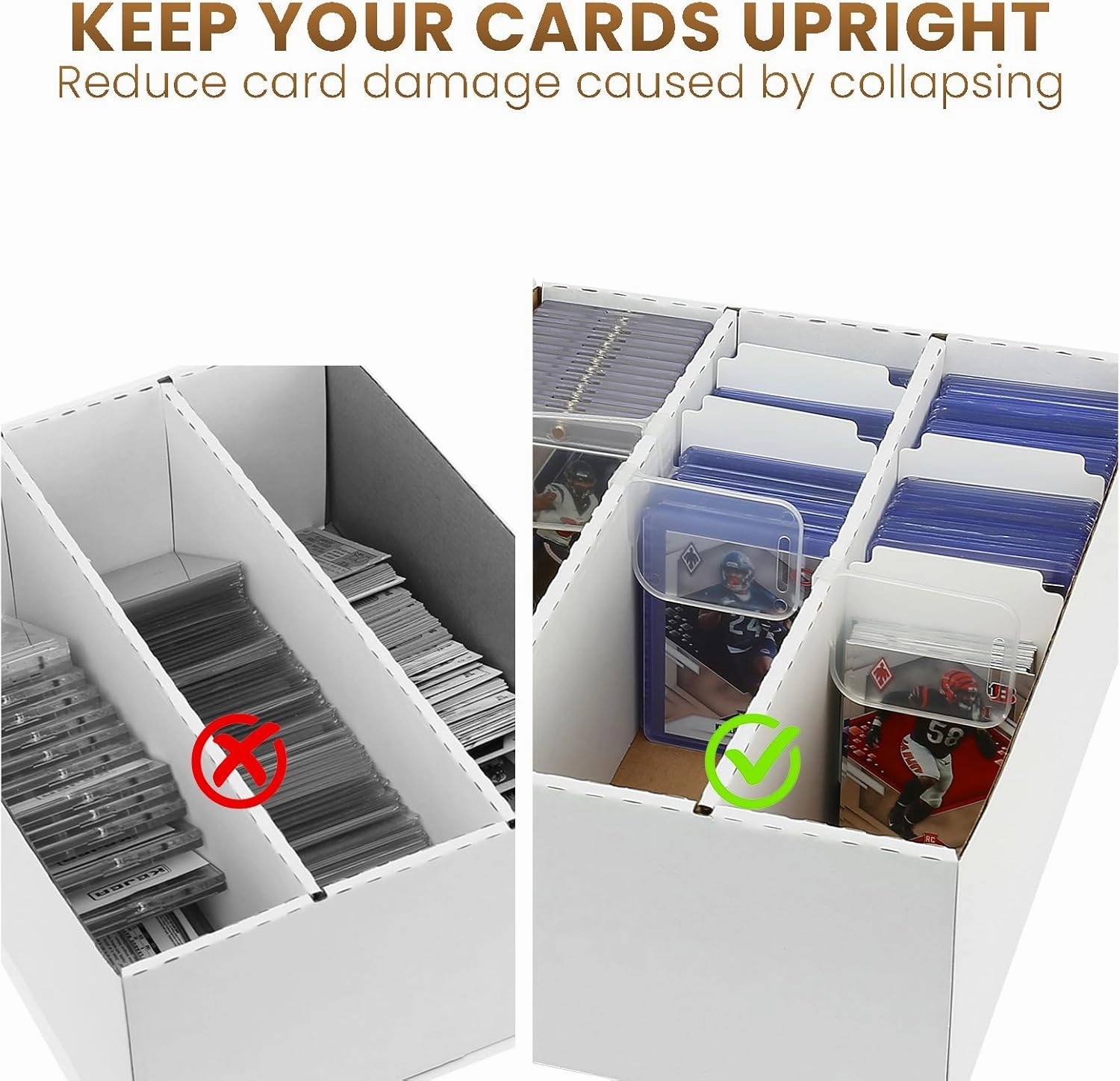 3-Row 2100-Count Card Boxes For Sports Cards,Card Storage Box With 150 Soft Sleeves,24 Dividers,9 Support Bars,Case Box Fit for 35pt Magnetic Holders,3x4"toploaders,Adjustable partition space (3 Pack)