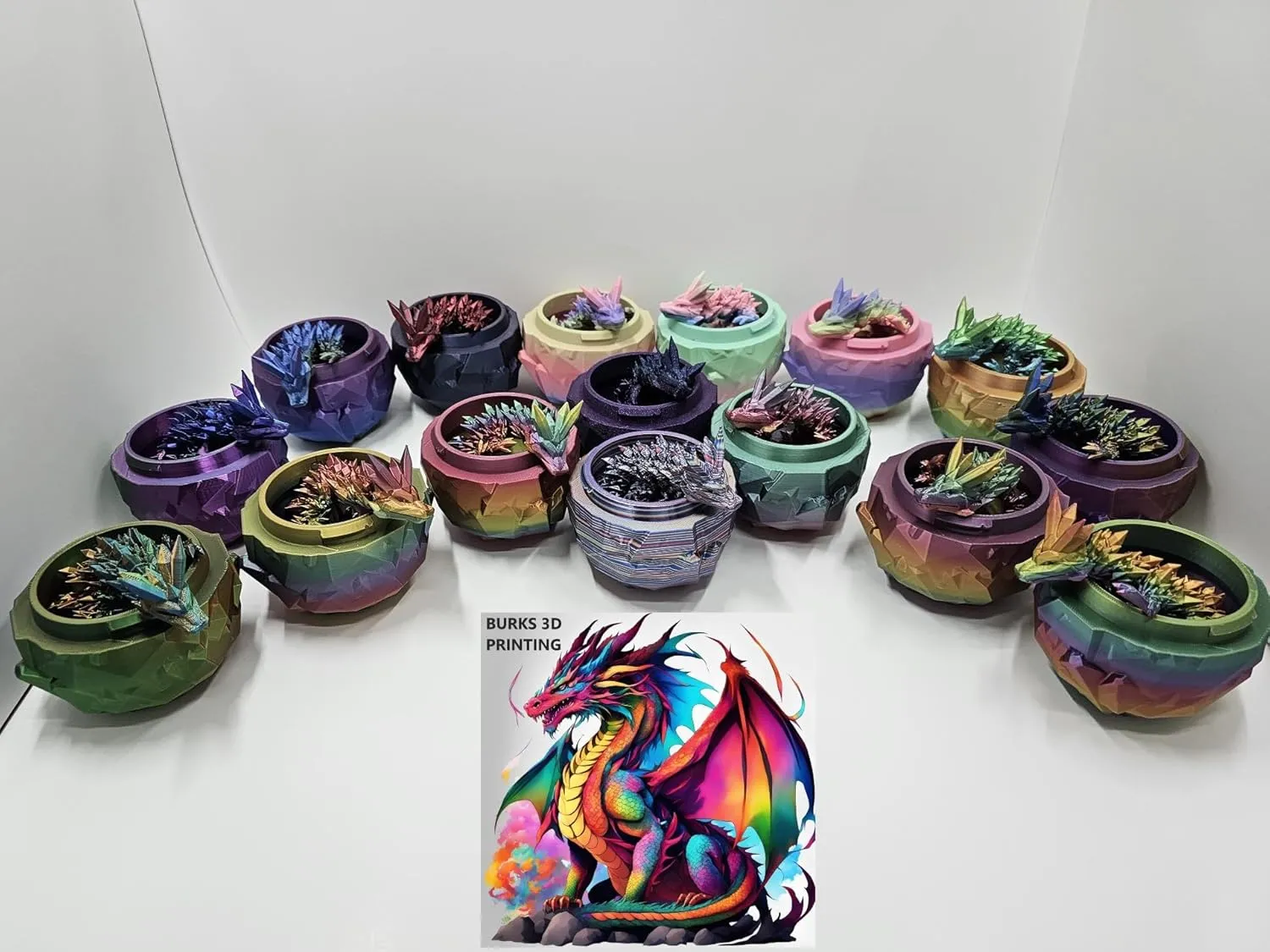 3D Printed Crystal Dragon with Matching Egg, Sensory and Fidget Toy for Adults, Articulated, Posable Flexible Dragon for Autism/ADHD, Small
