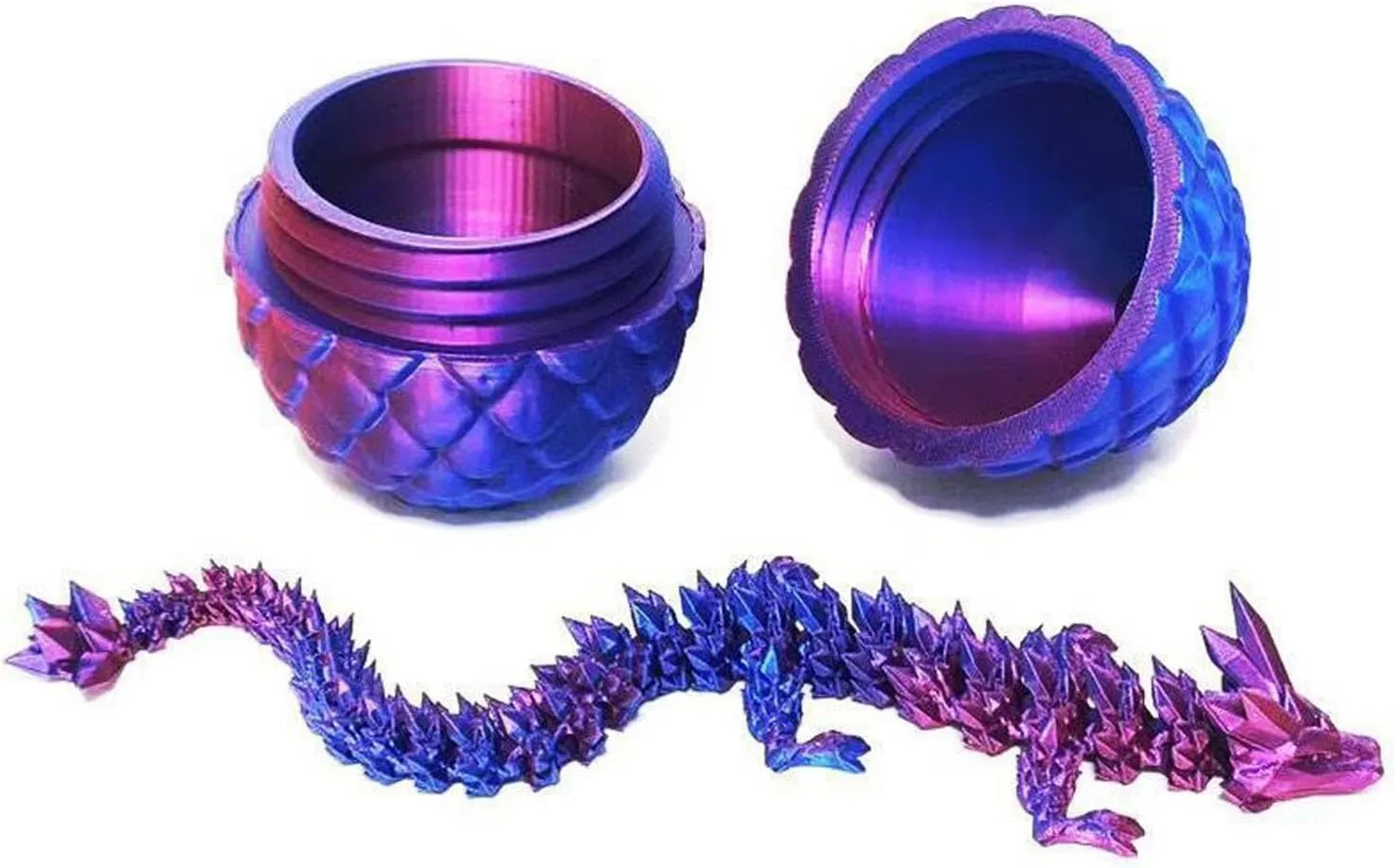 3D Printed Dragon Easter Egg - Perfect Basket Essentials Stuffers, Prefilled Easter Egg Filled with Toy, Articulated Crystal Dragon Fidget Toy for Kid