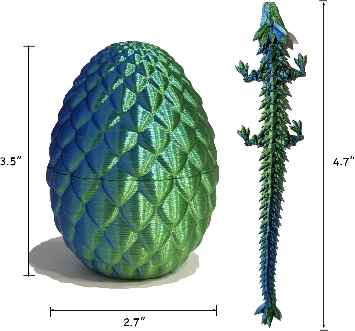 3D Printed Dragon Fidget Toy - Articulated Dragon Egg Surprise for Adults