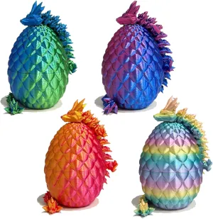 3D Printed Dragon Fidget Toy - Articulated Dragon Egg Surprise for Adults